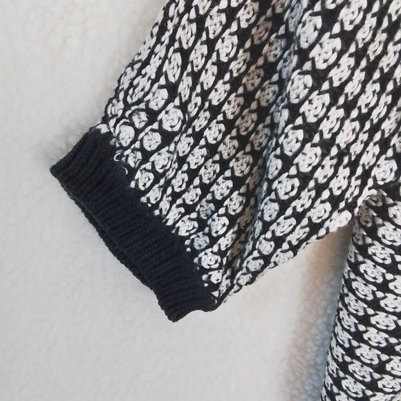 LOFT Oversized Open Front Cardigan Sweater XS‎ Black White Cotton Modal - Picture 9 of 12
